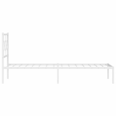 Bedframe met hoofdbord metaal wit 90x190 cm 6