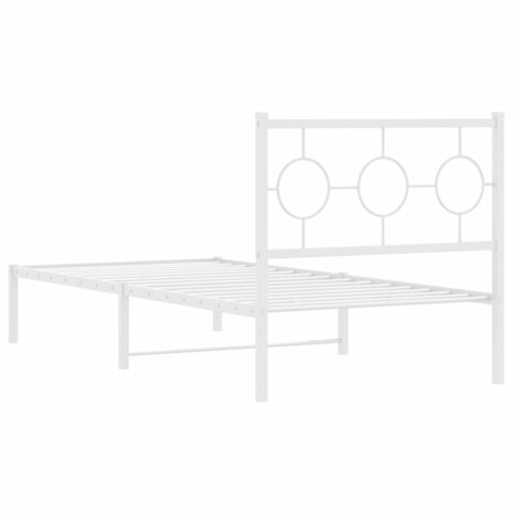 Bedframe met hoofdbord metaal wit 90x190 cm 7