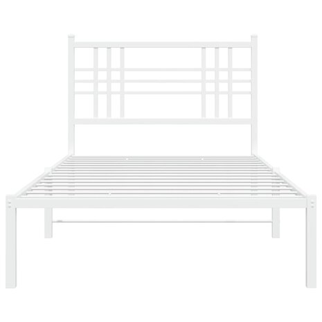 Bedframe met hoofdbord metaal wit 90x190 cm 4