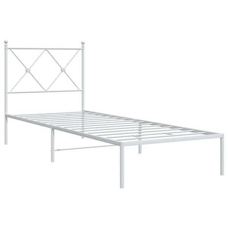Bedframe met hoofdbord metaal wit 75 x 190 cm 2