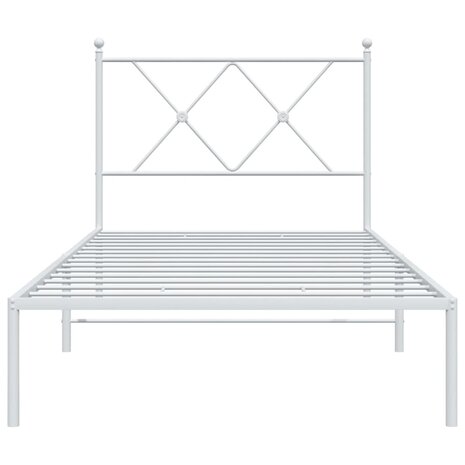 Bedframe met hoofdbord metaal wit 90x190 cm 4
