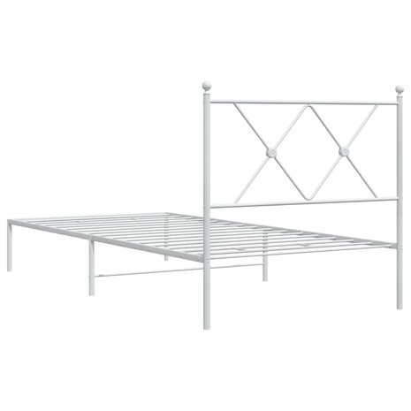 Bedframe met hoofdbord metaal wit 90x190 cm 6