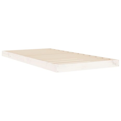 Bedframe massief grenenhout wit 90x190 cm 4