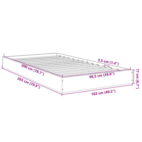 Bedframe bewerkt hout wit 100x200 cm 10