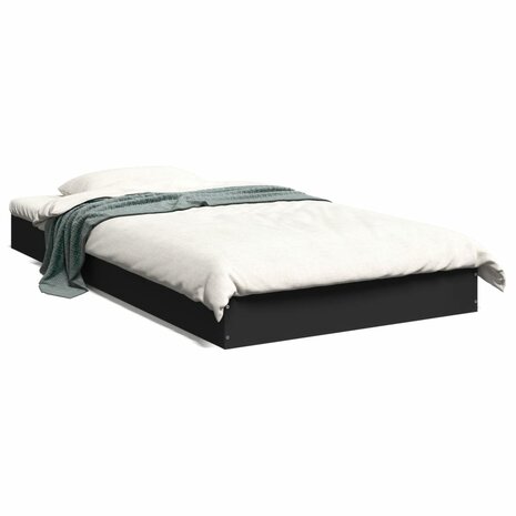 Bedframe bewerkt hout zwart 100x200 cm 1