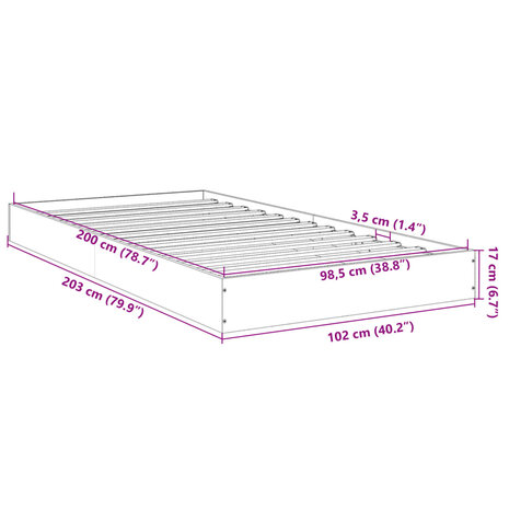 Bedframe bewerkt hout sonoma eikenkleurig 100x200 cm 10