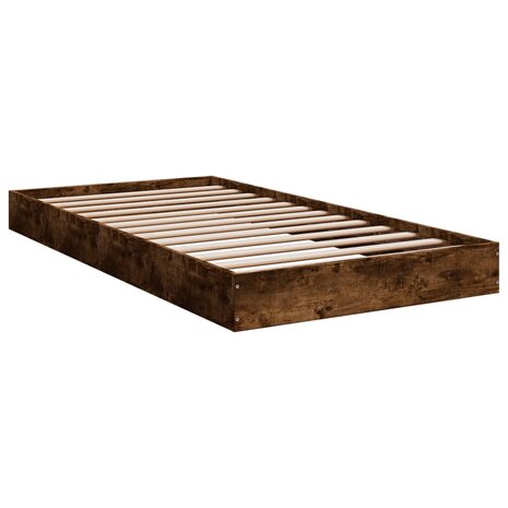 Bedframe bewerkt hout gerookt eikenkleurig 100x200 cm 2