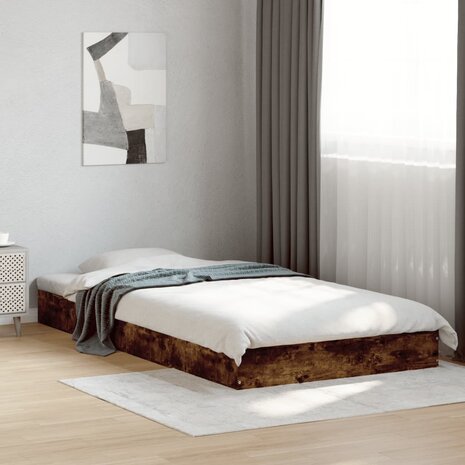 Bedframe bewerkt hout gerookt eikenkleurig 100x200 cm 3