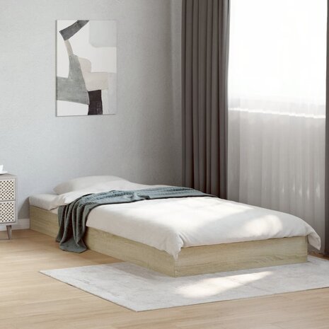 Bedframe bewerkt hout sonoma eikenkleurig 75x190 cm 3