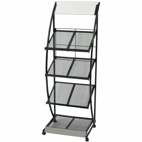 Tijdschriftenrek zwart en wit 47x40x134 cm A4 1