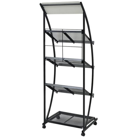 Tijdschriftenrek zwart en wit 47x40x134 cm A4 3