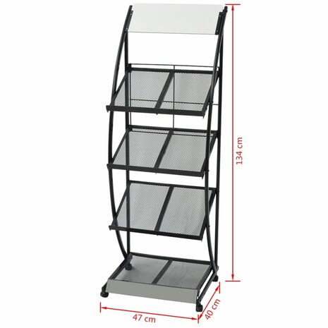 Tijdschriftenrek zwart en wit 47x40x134 cm A4 6