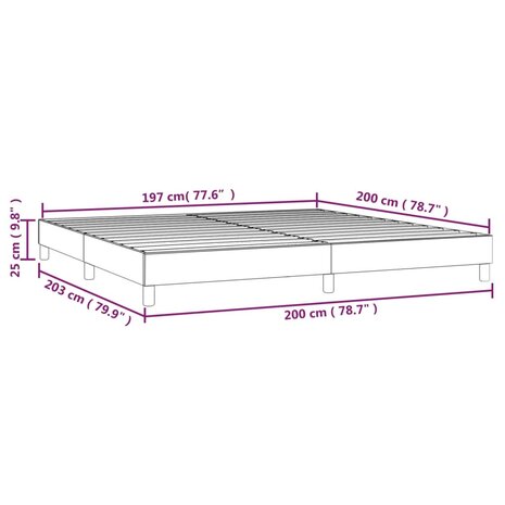Boxspringframe stof taupe 200x200 cm 9