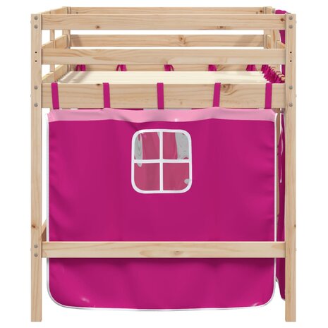 Kinderhoogslaper met gordijnen 90x200 cm grenenhout roze 5
