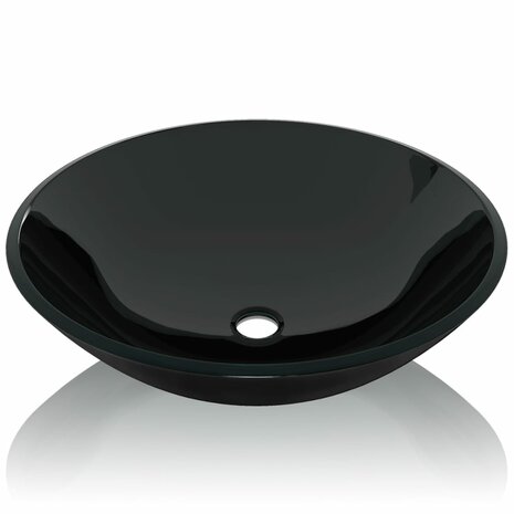 Wasbak gehard glas 42 cm zwart 3