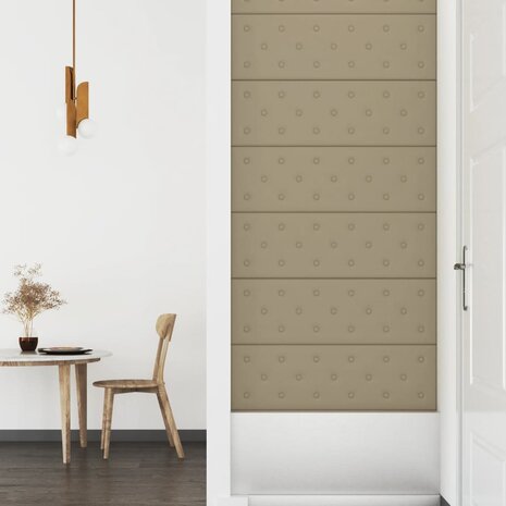 Wandpanelen 12 st 3,24 m² 90x30 cm kunstleer cappuccinokleurig 4