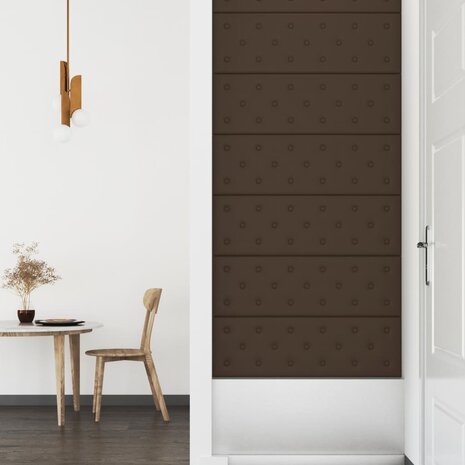 Wandpanelen 12 st 3,24 m² 90x30 cm kunstleer bruin 4