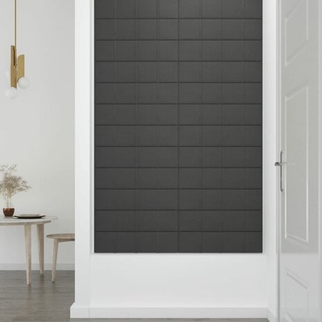 Wandpanelen 12 st 1,08 m² 60x15 cm stof donkergrijs 6