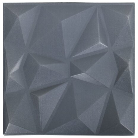 48 st Wandpanelen 3D diamant 12 m² 50x50 cm grijs 2