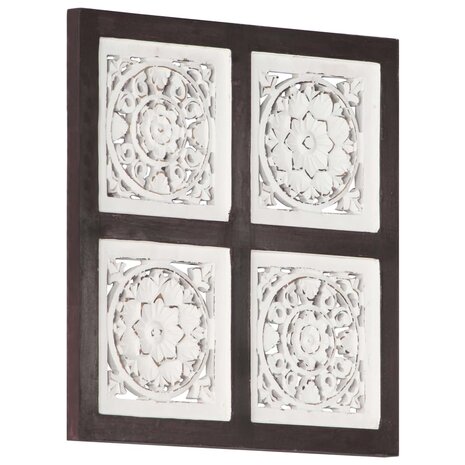 Wandpaneel handgesneden 40x40x1,5 cm MDF bruin en wit 8