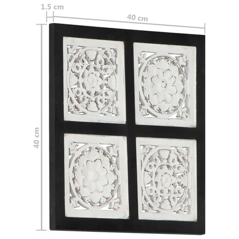 Wandpaneel handgesneden 40x40x1,5 cm MDF zwart en wit 7