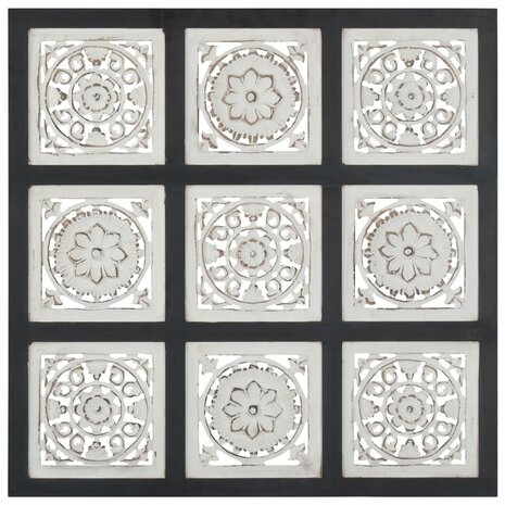 Wandpaneel handgesneden 60x60x1,5 cm MDF zwart en wit 2