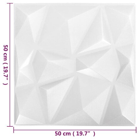 12 st Wandpanelen 3D diamant 3 m² 50x50 cm wit 6