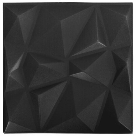 12 st Wandpanelen 3D diamant 3 m² 50x50 cm zwart 2