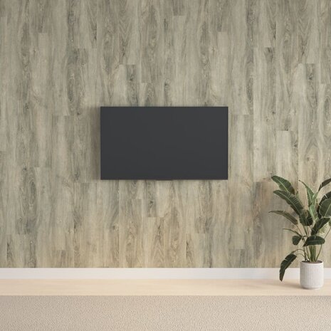 Wandpanelen houtlook 2,06 m² PVC grijs 1