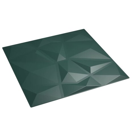 48 st Wandpanelen diamant 12 m² 50x50 cm XPS groen 5