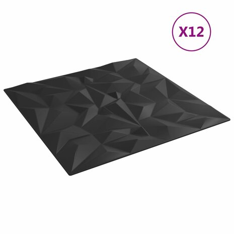 12 st Wandpanelen amethist 3 m² 50x50 cm XPS zwart 3