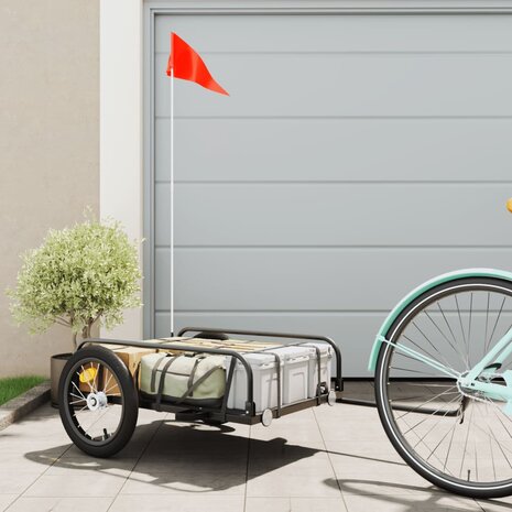Fietstrailer 126x63x34 cm ijzer zwart 1