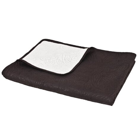 Bedsprei dubbelzijdig 220x240 cm quilt crème en bruin 3