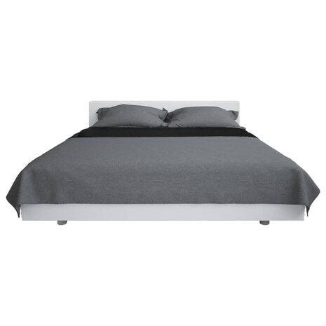 Bedsprei dubbelzijdig 230x260 cm quilt grijs en zwart 3