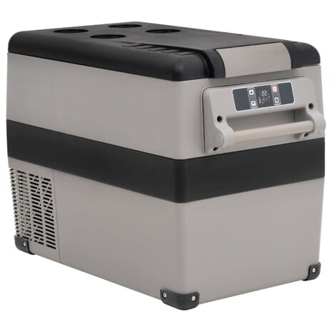 Koelbox met handvat en adapter 55 L PP & PE zwart en grijs 3