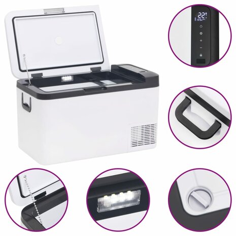 Koelbox met handvat 25 L PP & PE zwart en wit 8