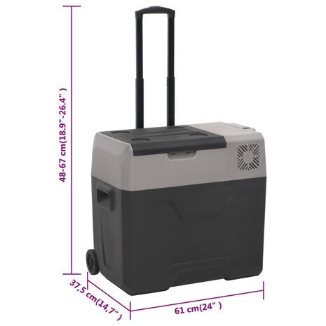 Koelbox met wielen en handvat 40 L polypropeen zwart en grijs 10