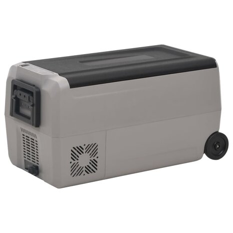 Koelbox met wielen en handvat 60 L polypropeen zwart en grijs 1