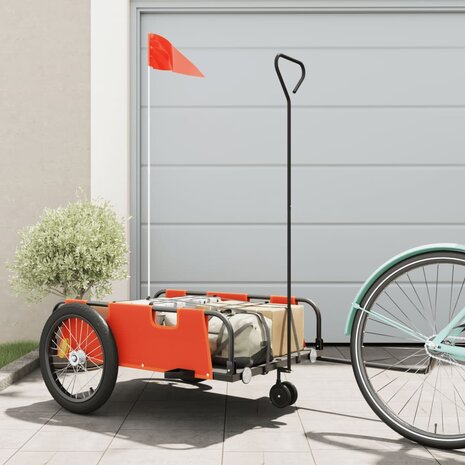 Fietstrailer oxford stof en ijzer oranje en zwart 1