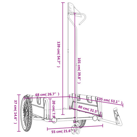 Fietstrailer oxford stof en ijzer rood en zwart 11