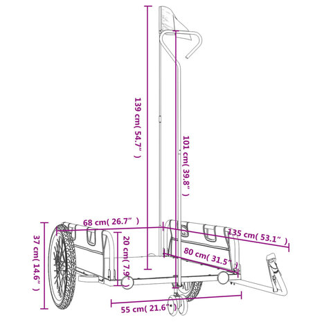 Fietstrailer oxford stof en ijzer geel en zwart 11