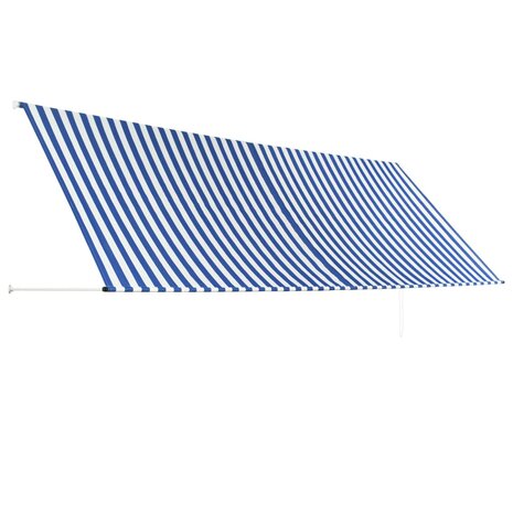 Luifel uittrekbaar 400x150 cm blauw en wit 3