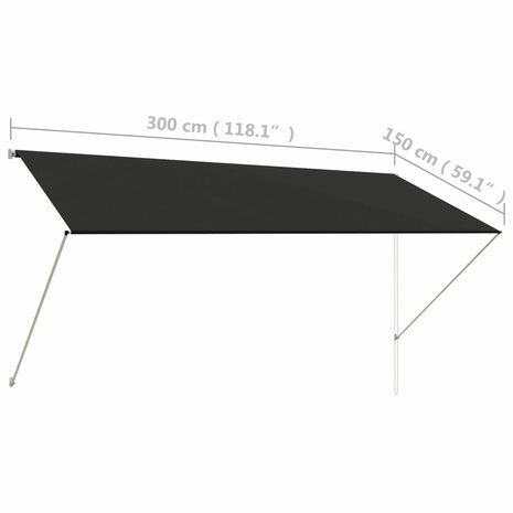 Luifel uittrekbaar 300x150 cm antraciet 8