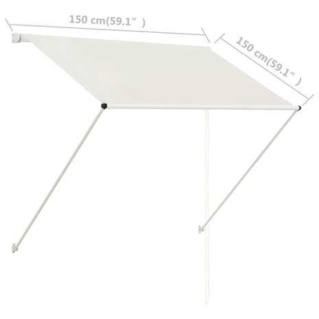 Luifel uittrekbaar 150x150 cm crème 8