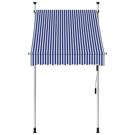 Luifel handmatig uittrekbaar 100 cm blauw en witte strepen 2