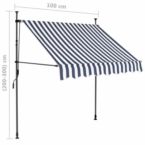 Luifel handmatig uitschuifbaar met LED 100 cm blauw en wit 8