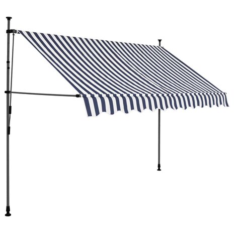 Luifel handmatig uitschuifbaar met LED 250 cm blauw en wit 2