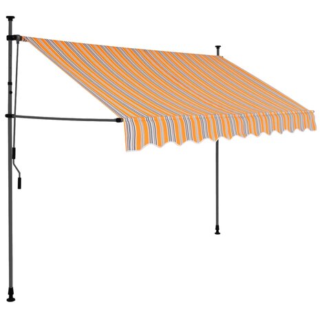 Luifel handmatig uitschuifbaar met LED 300 cm geel en blauw 2