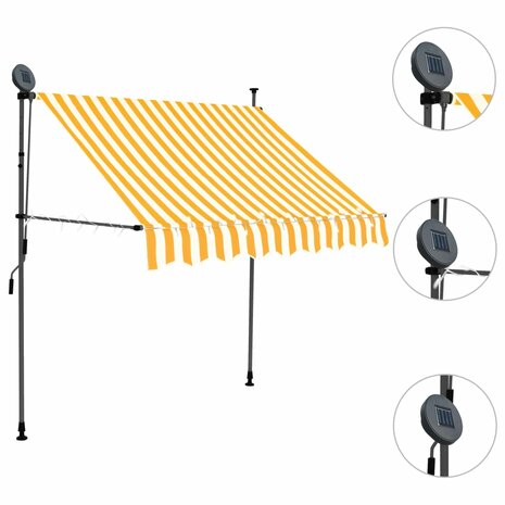 Luifel handmatig uitschuifbaar met LED 200 cm wit en oranje 3