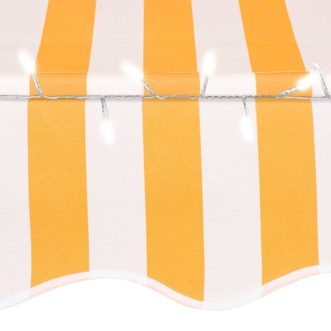 Luifel handmatig uitschuifbaar met LED 200 cm wit en oranje 5